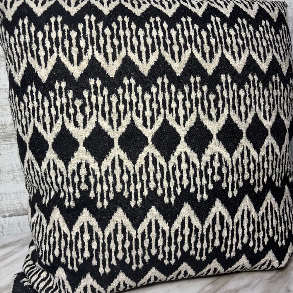 Black and Ivory Geometric Decorative Accent Pillow - Picture 2 of 4